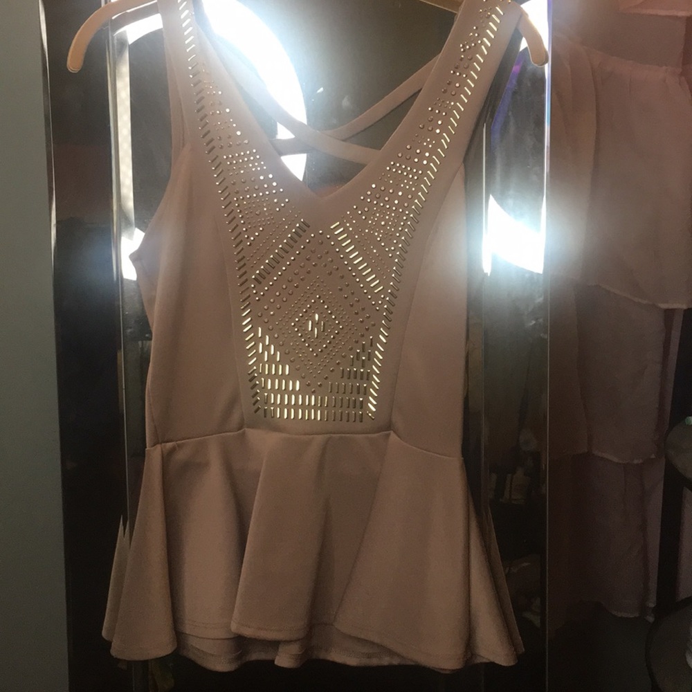 Light tan peplum top